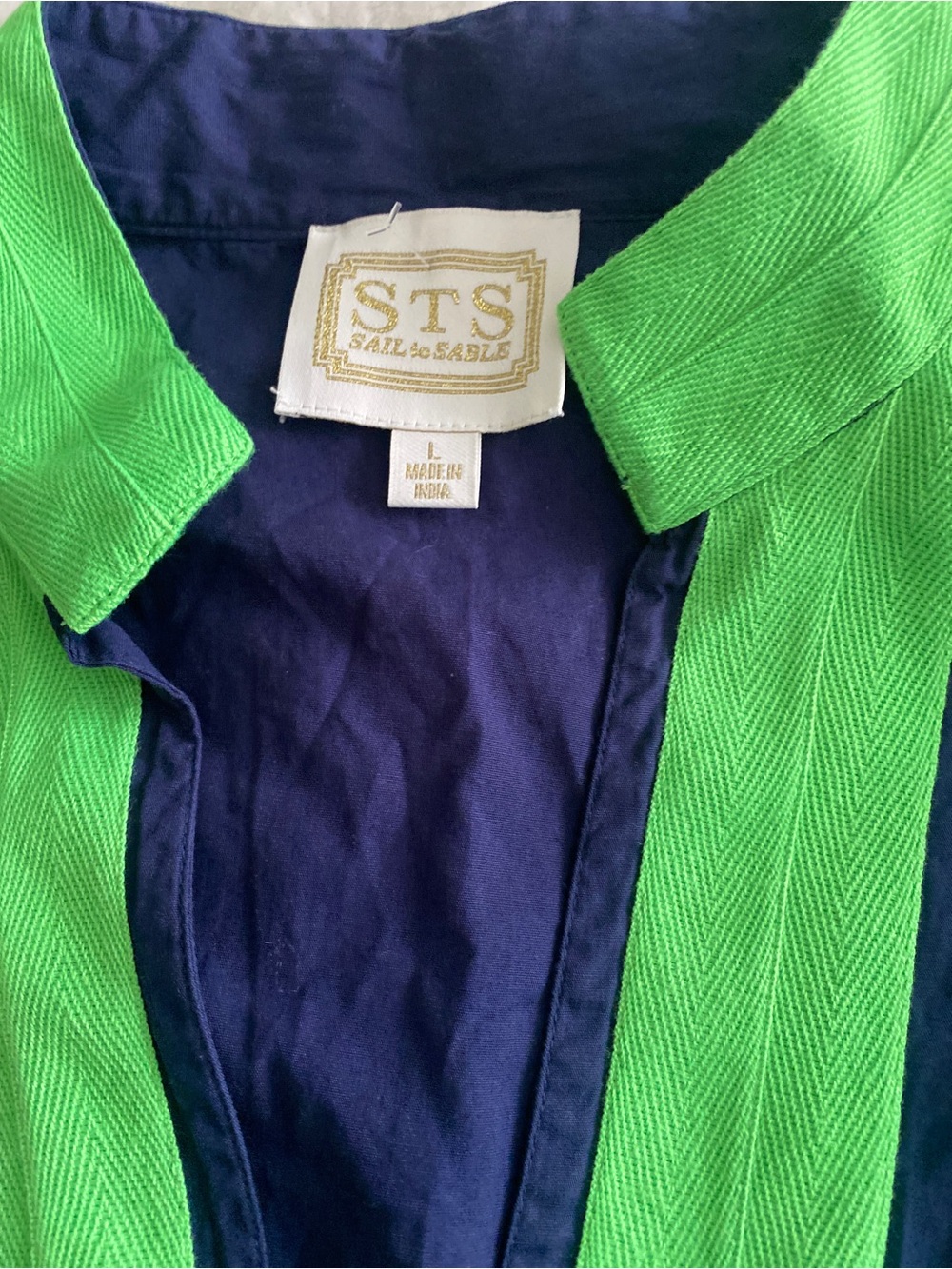 Sail to Sable Navy Midi Dress with Lime Green V-Trim - L - Picture 3 of 5